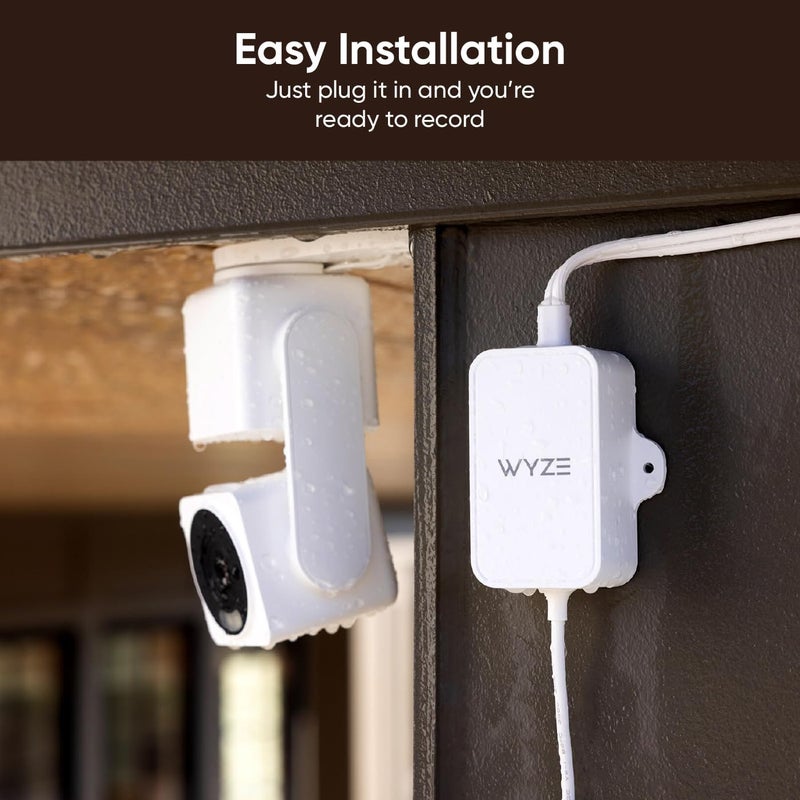 WYZE 20FT Outdoor Power Adapter for Pan v4/v3, Cam v4/OG/v3 Pro/Duo Cam Pan - No Drill Installation, IP67 Waterproof Cable (L-Shaped Micro-USB Adapter Included) - Image 4